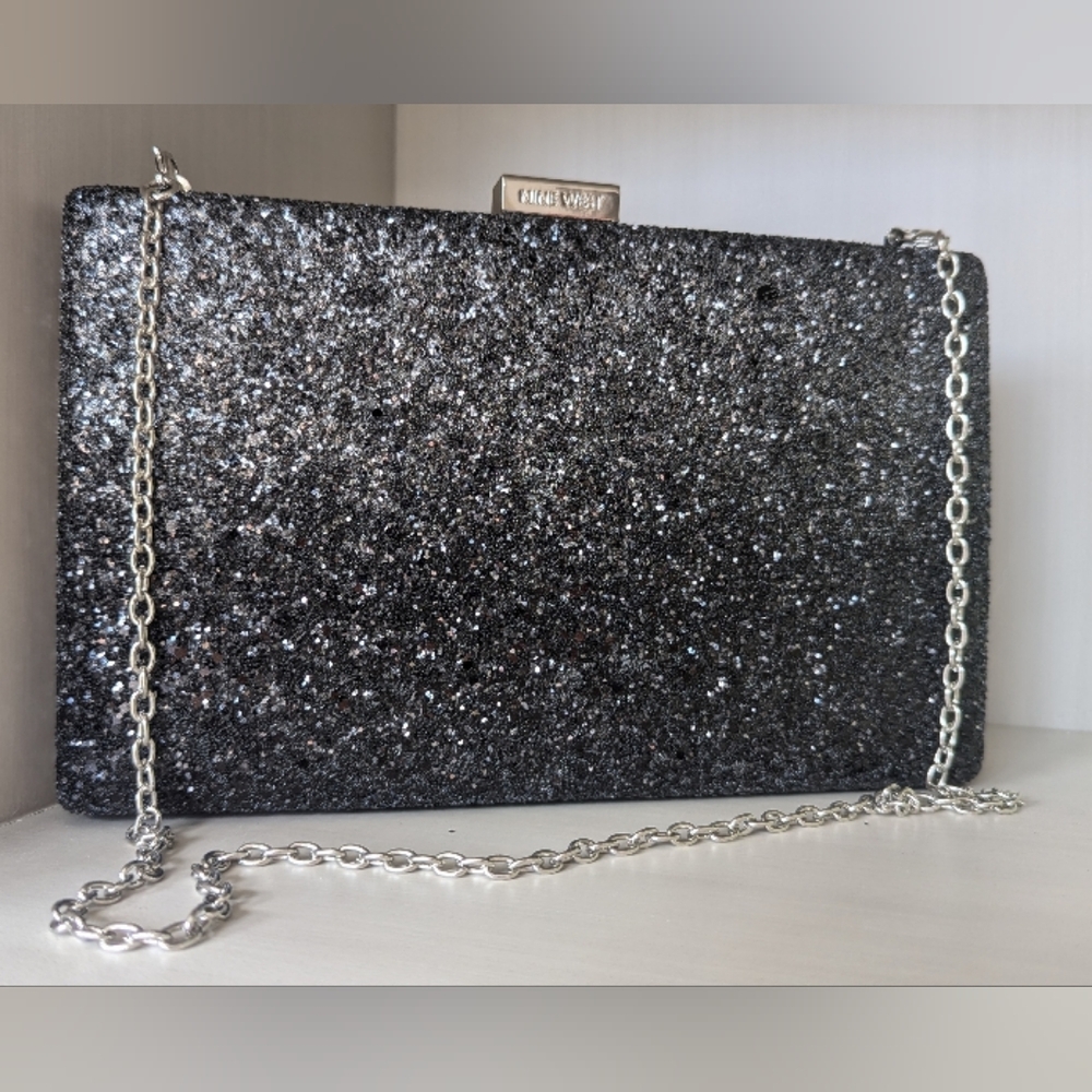 Nine West Black Glitter Clutch